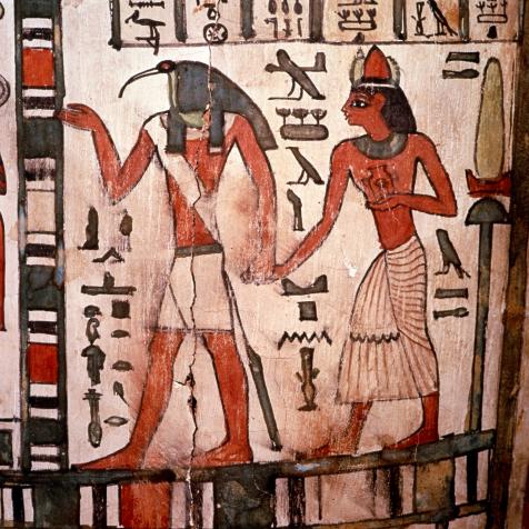 Thoth, Ibis-headed god leads the deceased to the Underworld, Mummy-case of Pensenhor, c900BC. Coffin of Pensenhor, 22nd Dynasty, Thebes, Egypt. At British Museum. Artist Unknown. (Photo by CM Dixon/Heritage Images/Getty Images)